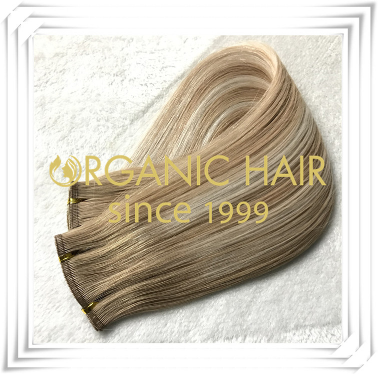 Flat weft custom color top quality hair extension C008